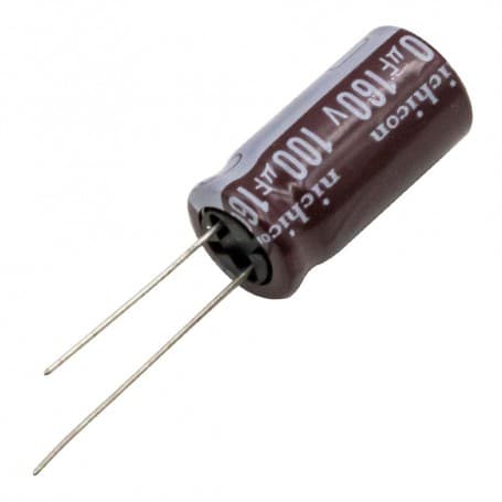خازن الکترولیتی 100uF / 100V ژاپنی مارک NICHICON