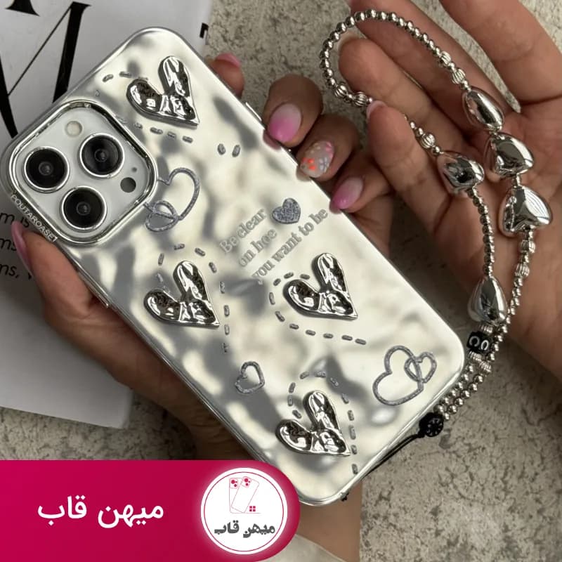 قاب موبایل آیفون قلب شاینی لاو + بندست - کد (۸۲۸۷۲)