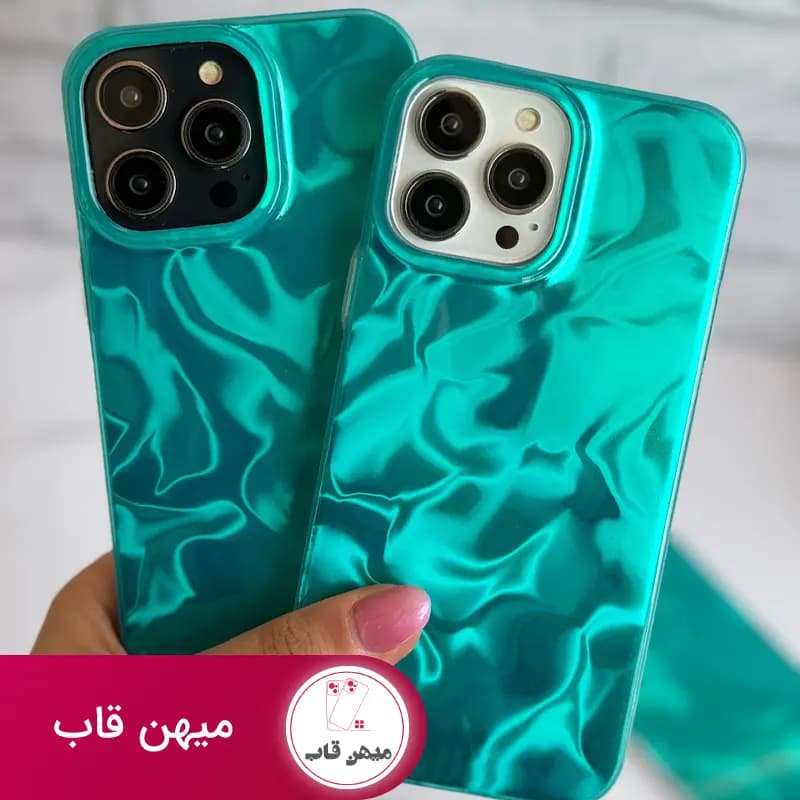 قاب گوشی آیفون آبرنگی سبز آبی - کد (۲۹۳۵۸)