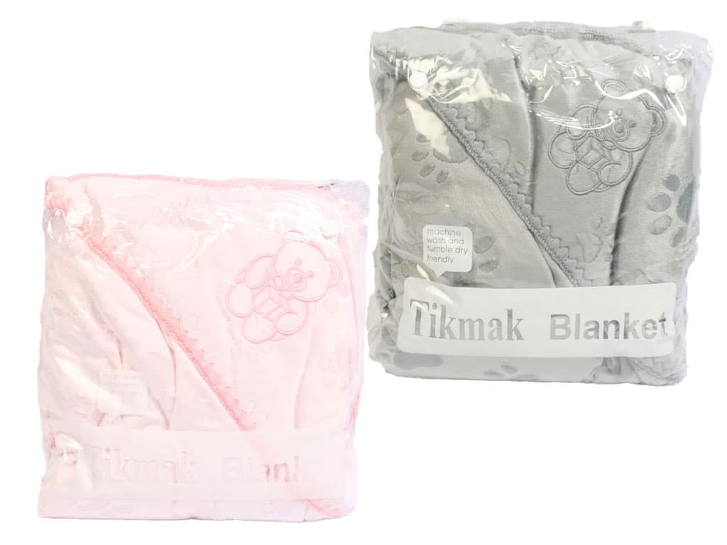 پتو نوزادی کلاه دار مخمل پولیشی طرح رد پای خرس تیک ماک tikmak