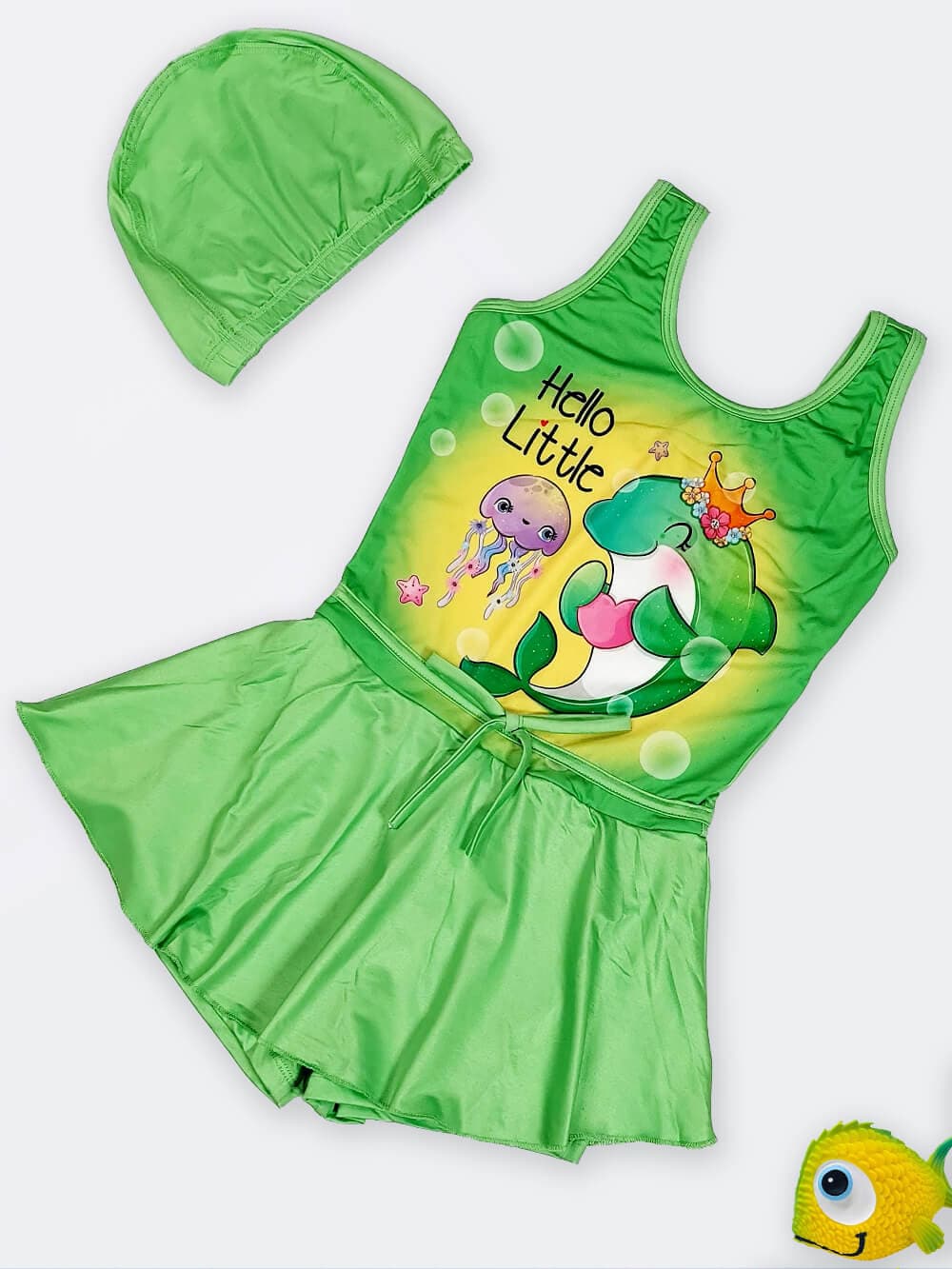 مایو دامنی بچگانه و نوجوان دخترانه دامنی نیمه پوشیده طرح دلفین و عروس دریایی لایف