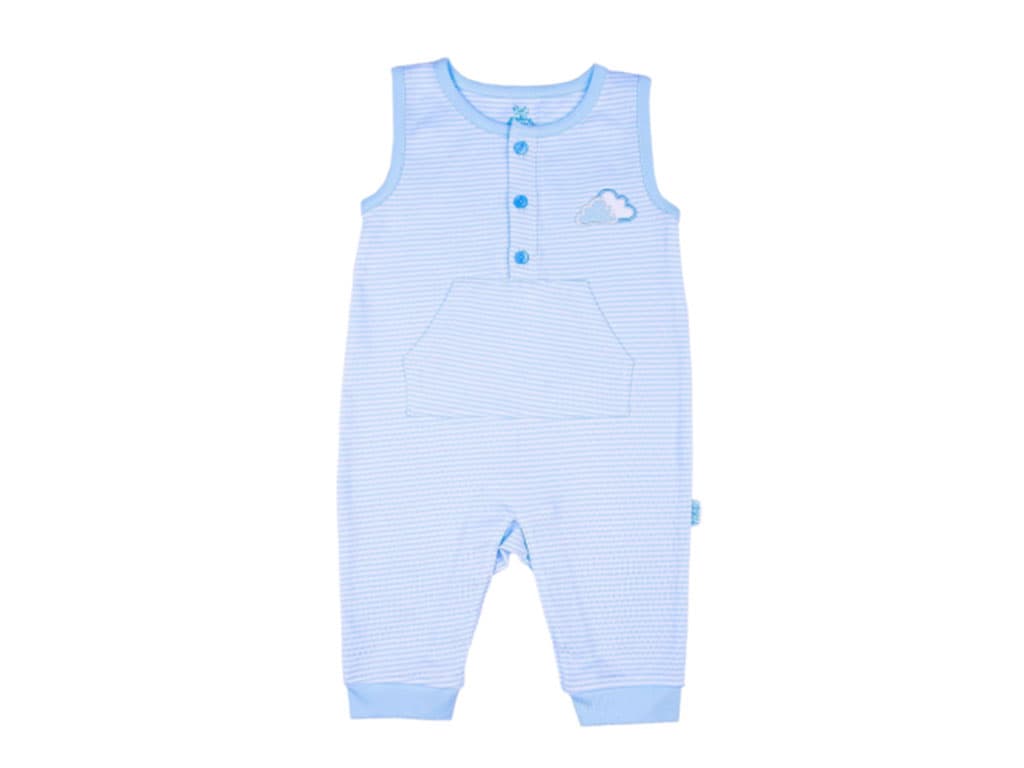 سرهمی رکابی نوزادی پسرانه آبی رنگ طرح cloudy پاریز Pariz