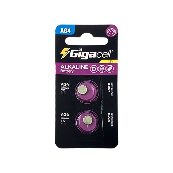 باتری سکه ای آلکالاین AG4 گیگاسل بسته 2 عددی
