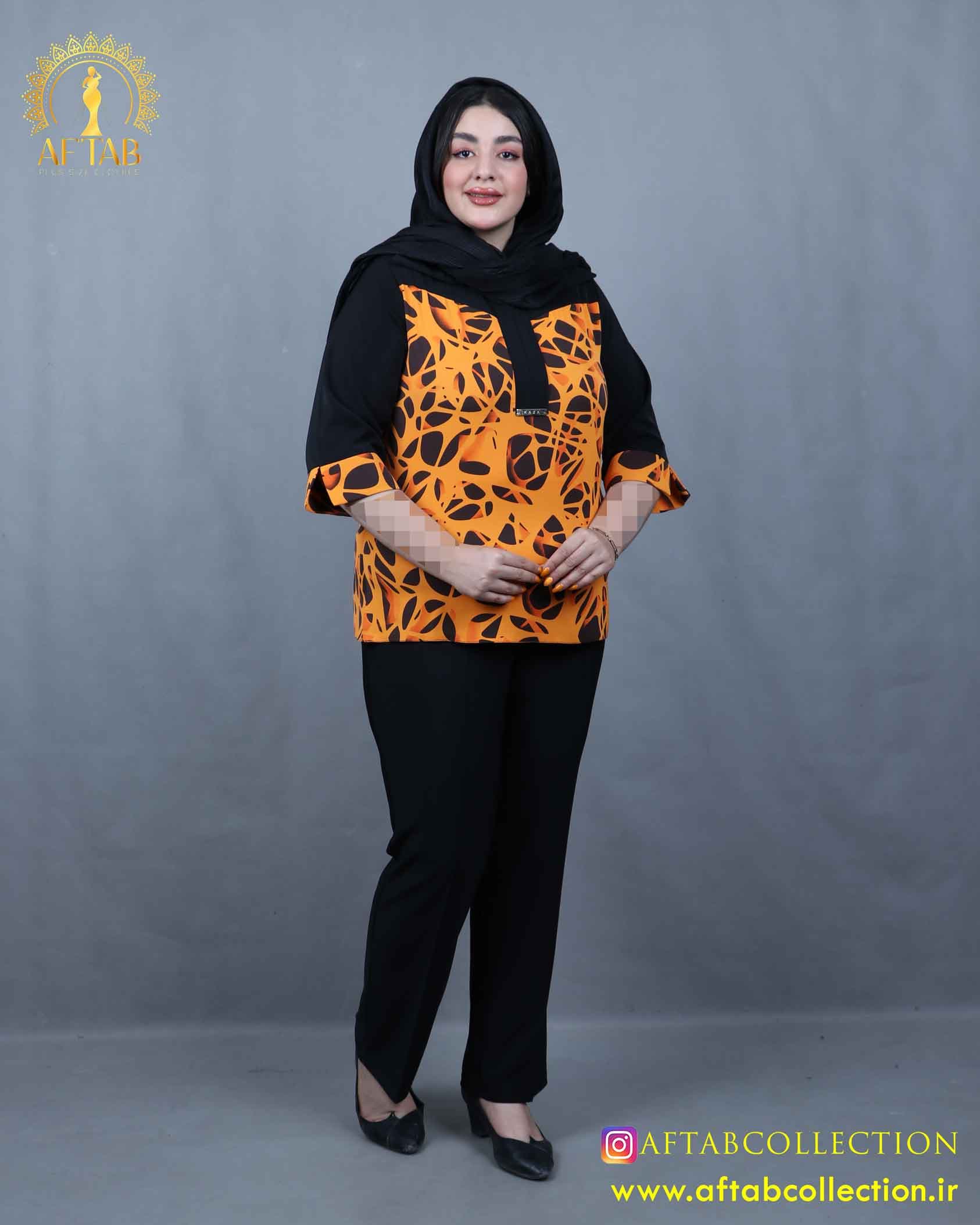 شومیز یقه مردانه طرحدار سایزبزرگ 5756