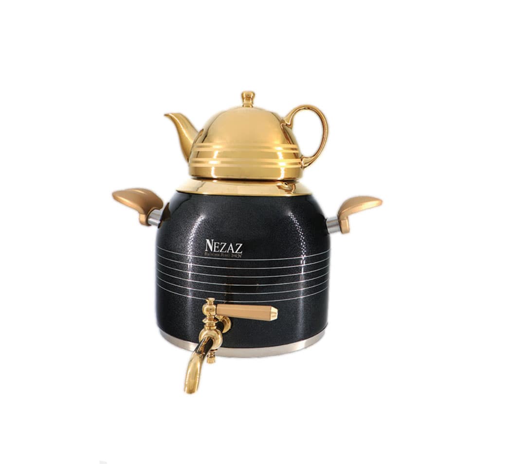 کتری و قوری مشکی طلایی نزاز nezaz ( مدل 3029)