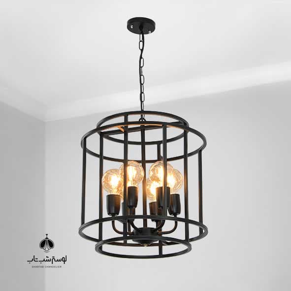 لوستر آویز مدرن 6 شعله فلزی شب تاب F39