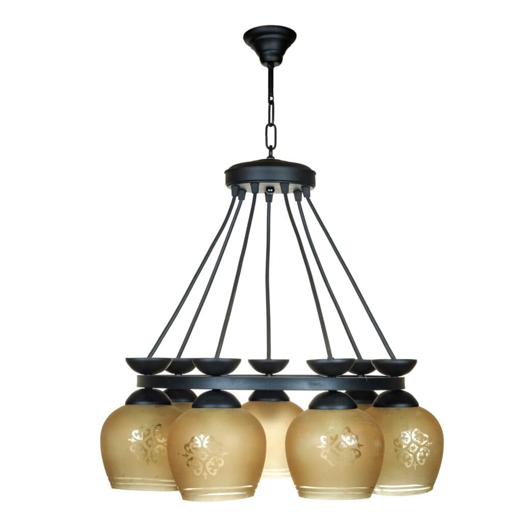 لوستر 7 شعله چشمه نور کد 1902/7BK مشکی