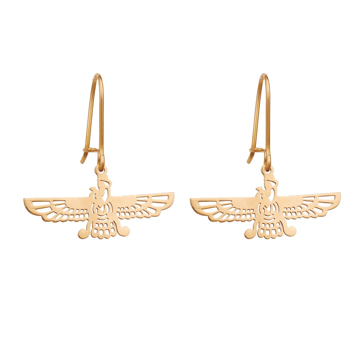 گوشواره طلا زنانه طرح فروهر قو طلایی کد E009578