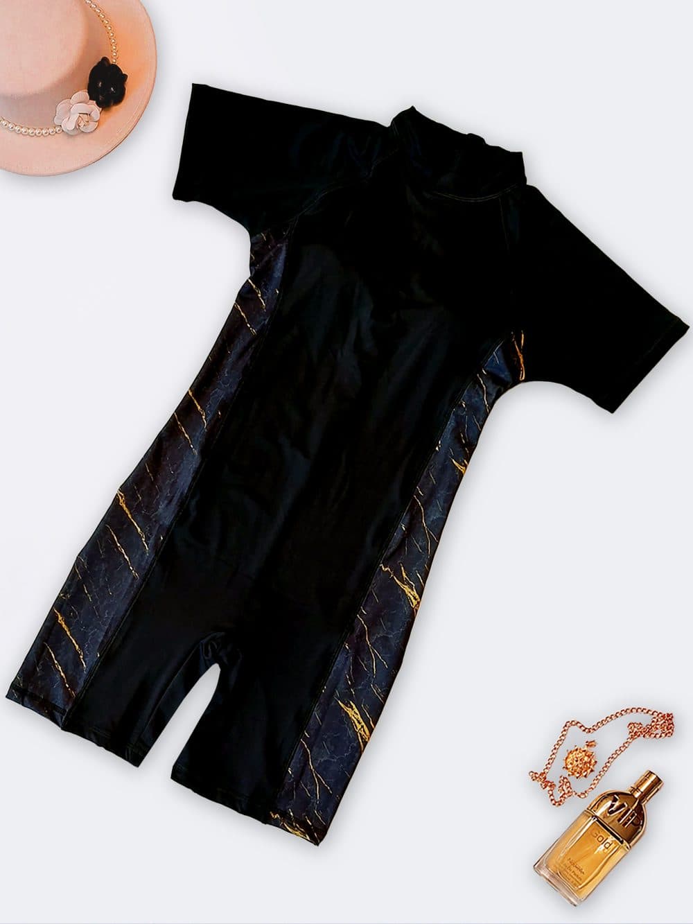 مایو پوشیده برای استخر زنانه مدل نیمه اسلامی پادار و آستین دار مجلسی کاپدار لایف ( Life )