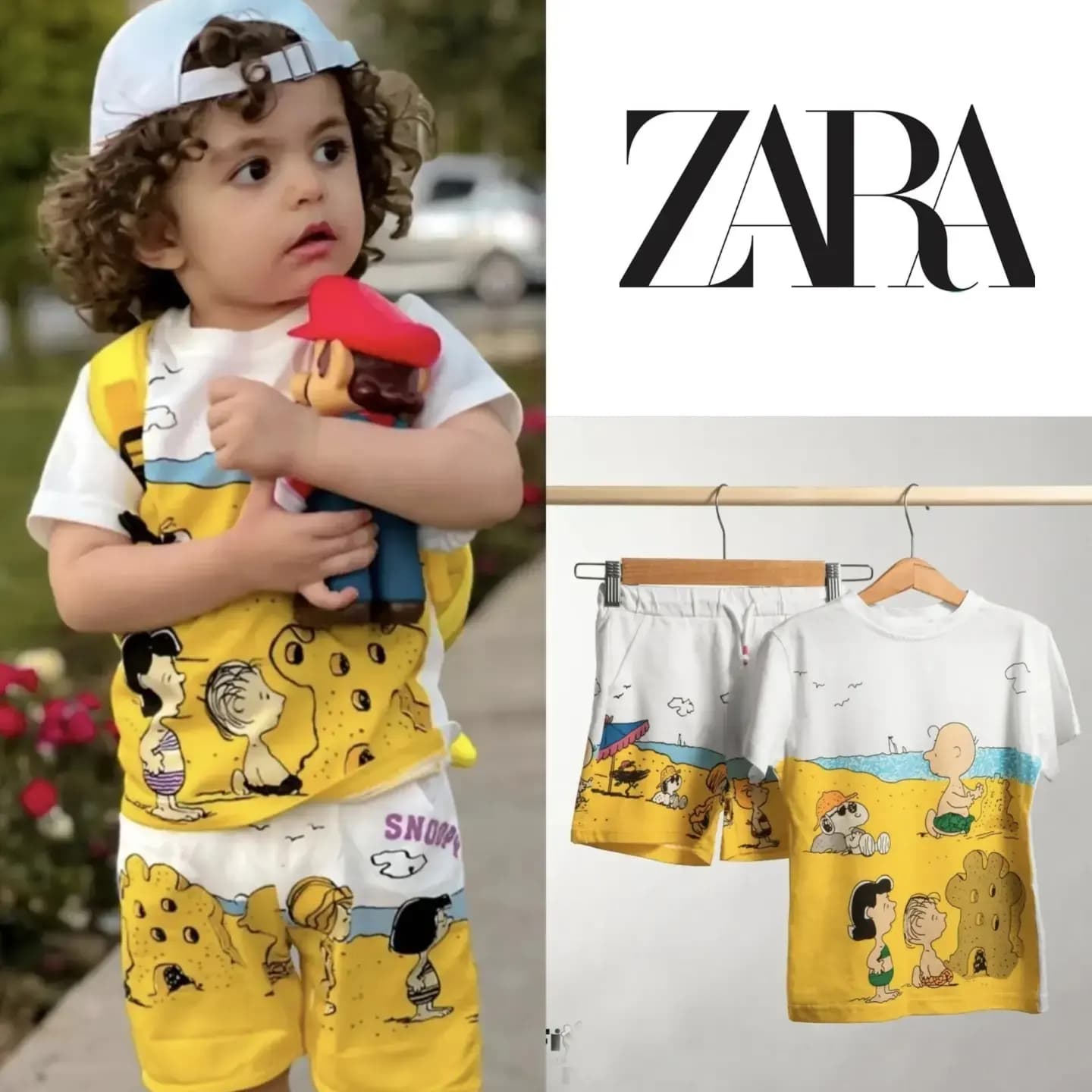 ست تیشرت شلوارک بیرونی پسرانه زارا طرح اسنوپی