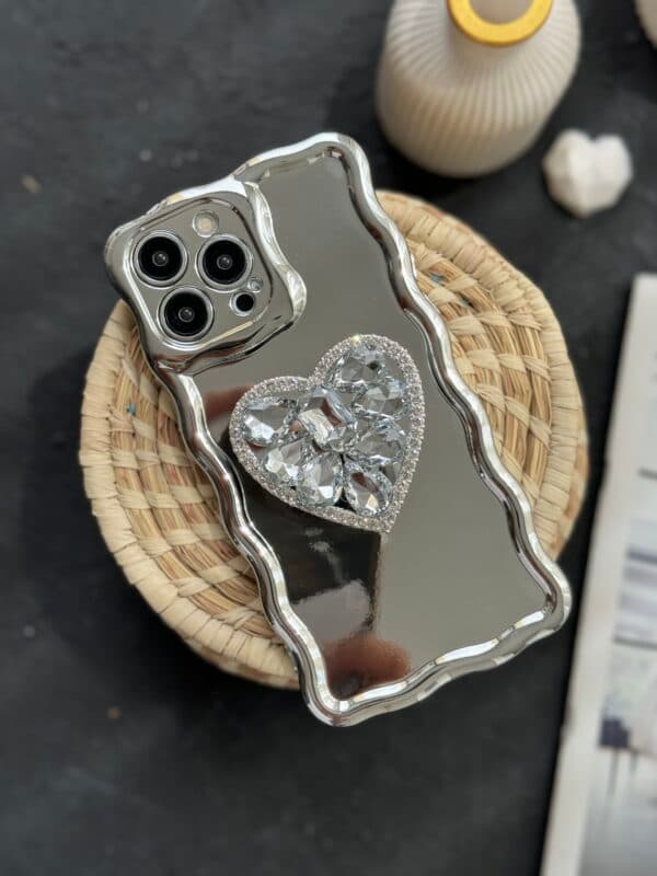 قاب موبایل آیفون قلب دایموند سیلور کرومی
