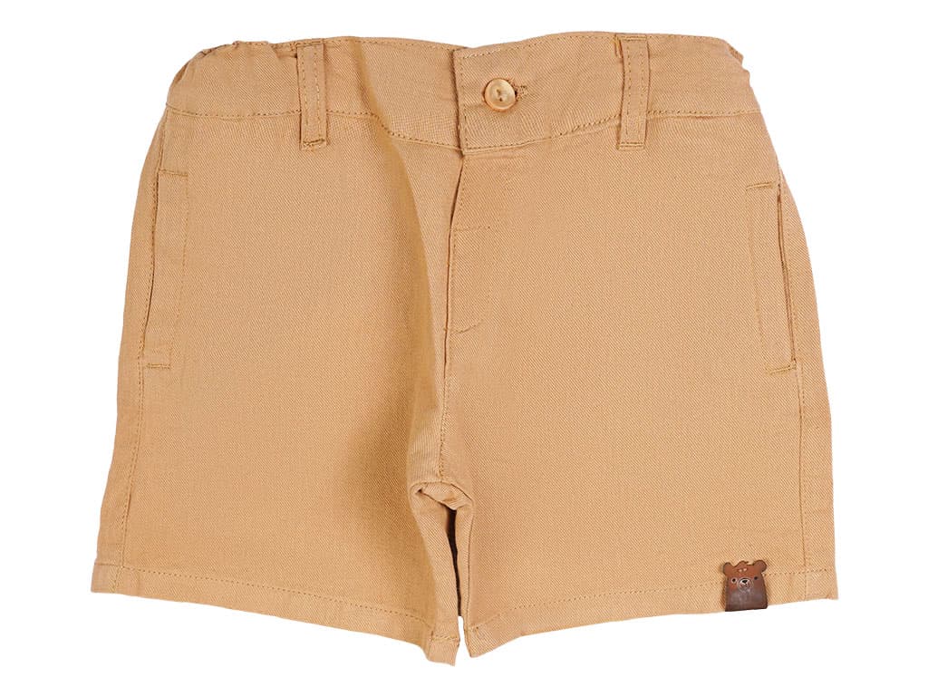 شلوارک کتان پسرانه رنگ نسکافه ای روشن پاپو papo