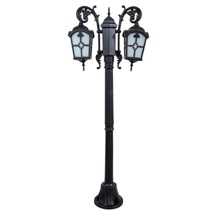 چراغ حیاطی پارکی دوشاخه پلاستیکی کلبه لوزی( پلی کربنات اصلی 3 سال ضمانت )