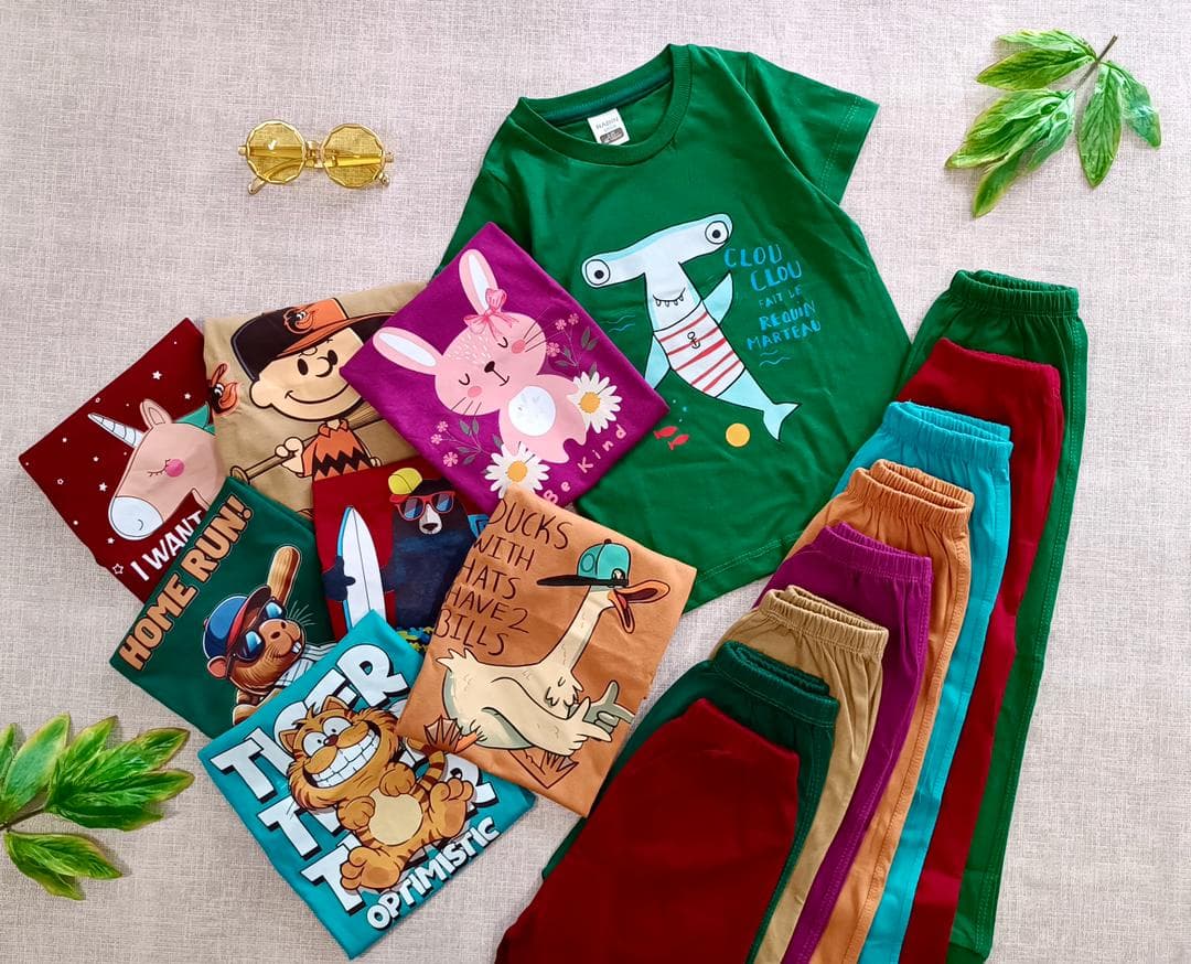 تیشرت شلوار رنگی پنبه