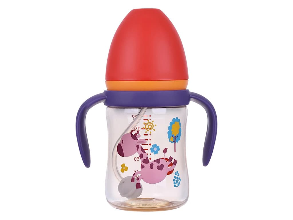 شیشه شیر آنتی کولیک نوزادی بالای 3 ماه حجم 180 میلی لیتر طرح حیوانات رووکو ROVCO