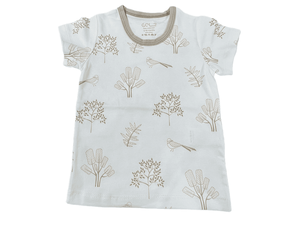 بلوز آستین کوتاه نوزادی طرح گنجشک و شاخه شابن Shabenbaby