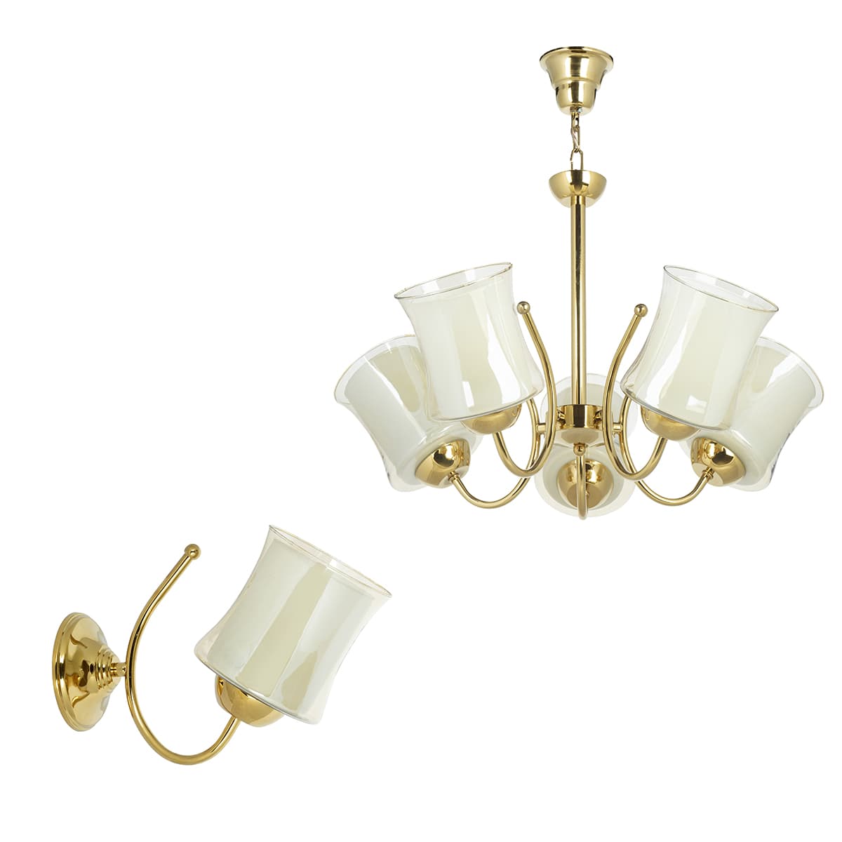 لوستر و چراغ دیواری چشمه نور کد A825/5-1-G-Pro بسته دو عددی