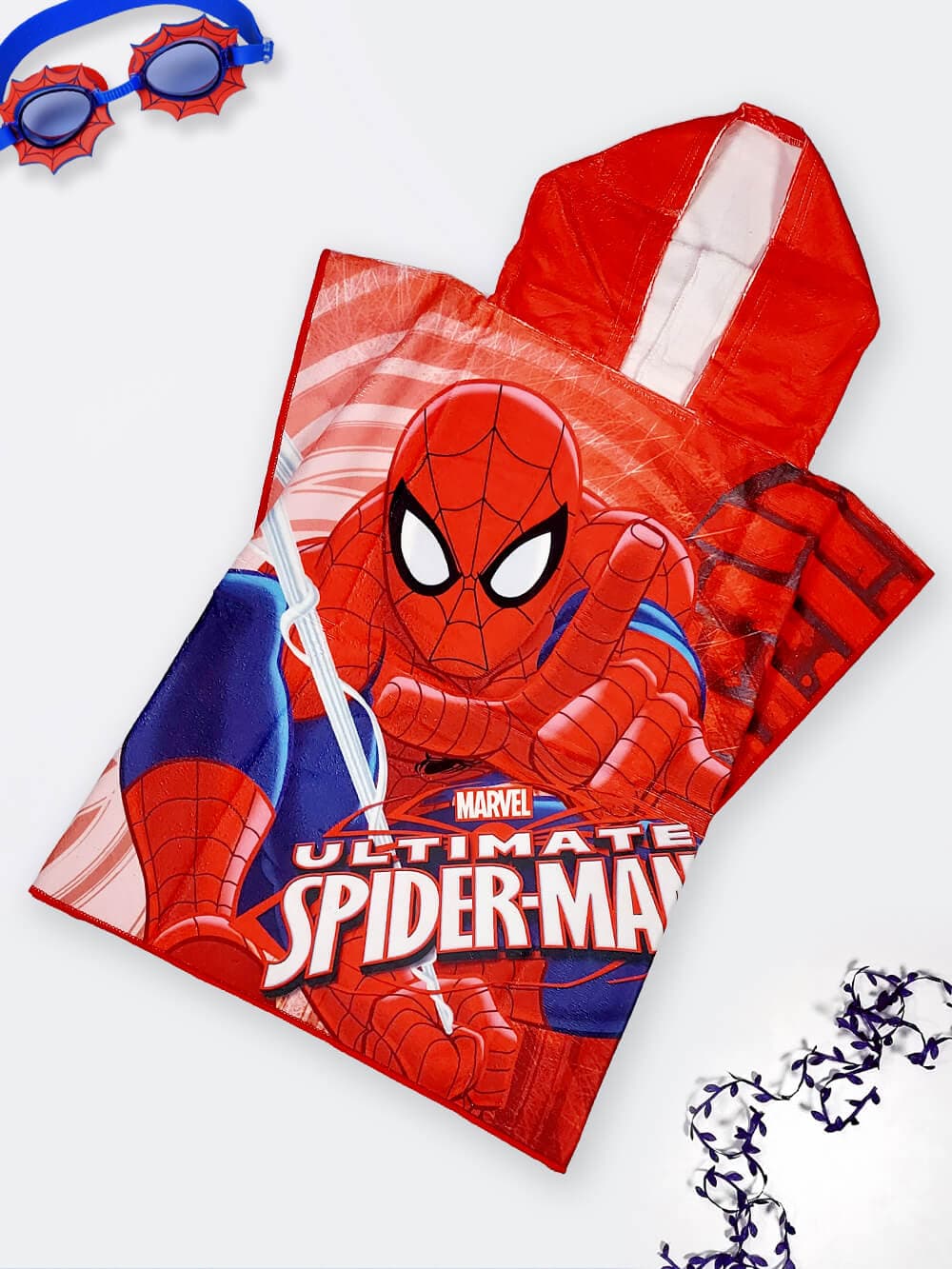 حوله پانچو شنا بچگانه پسرانه طرح مرد عنکبوتی مناسب برای استخر و دریا و حمام