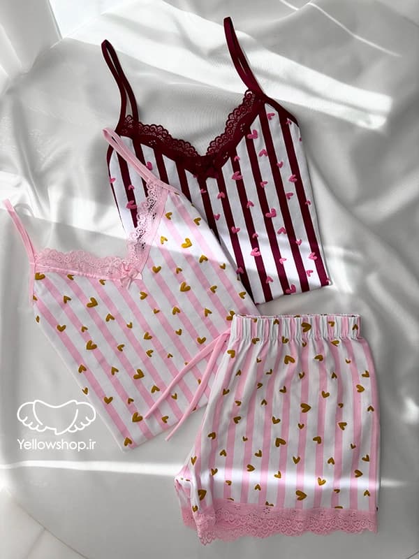 تاپ شورتک نخی زنانه طرح قلبی برند HNX کد 27041