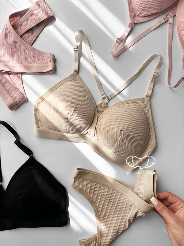 ست شورت و نیم تنه کاپ مثلثی کبریتی زنانه کد 25261