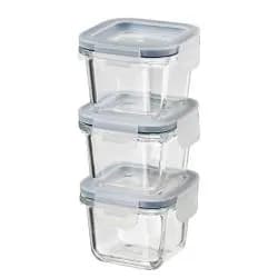ظرف شیشه ای نگهداری غذا ایکیا بسته 3 عددی مدل +365 Ikea سایز 180 میلی لیتر