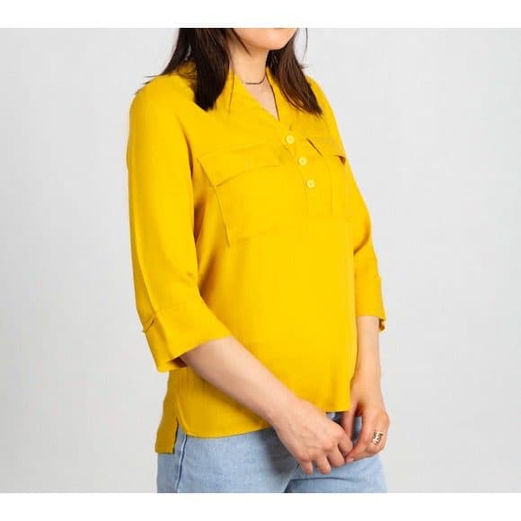 شومیز نخی خردلی