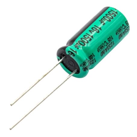 خازن الکترولیتی امپدانس پایین 1500uF / 16V تایوانی مارک TAICON سری HH طول عمر 6000Hrs