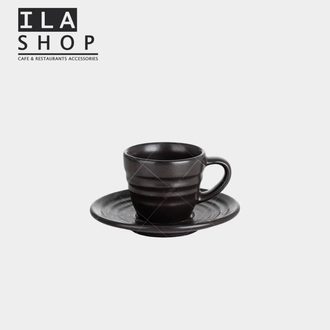 فنجان اسپرسو مشکی رینگ دار شش عددی ایلا
