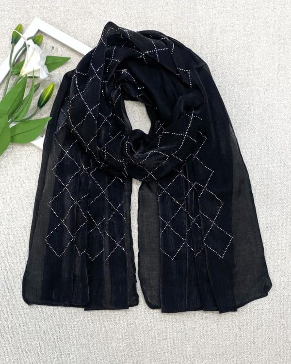 شال مشکی مجلسی نگین