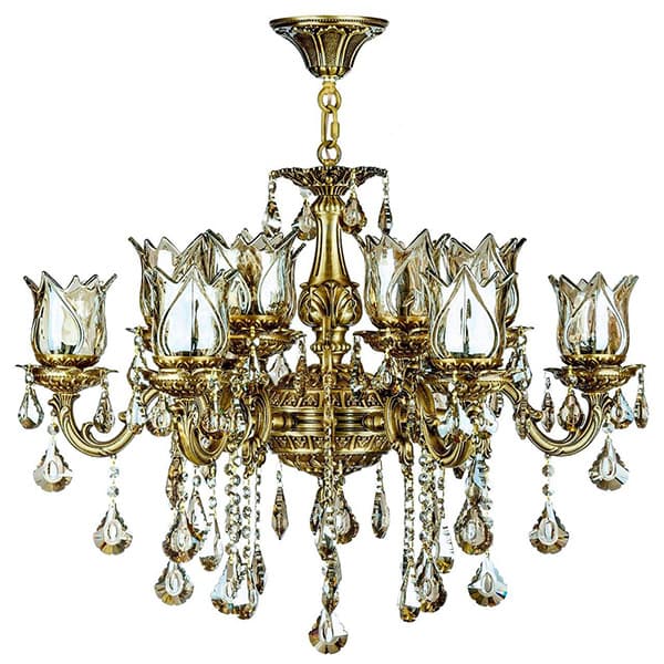 لوستر 10 شعله چشمه نور کد S3559/5+5-AO زیتونی