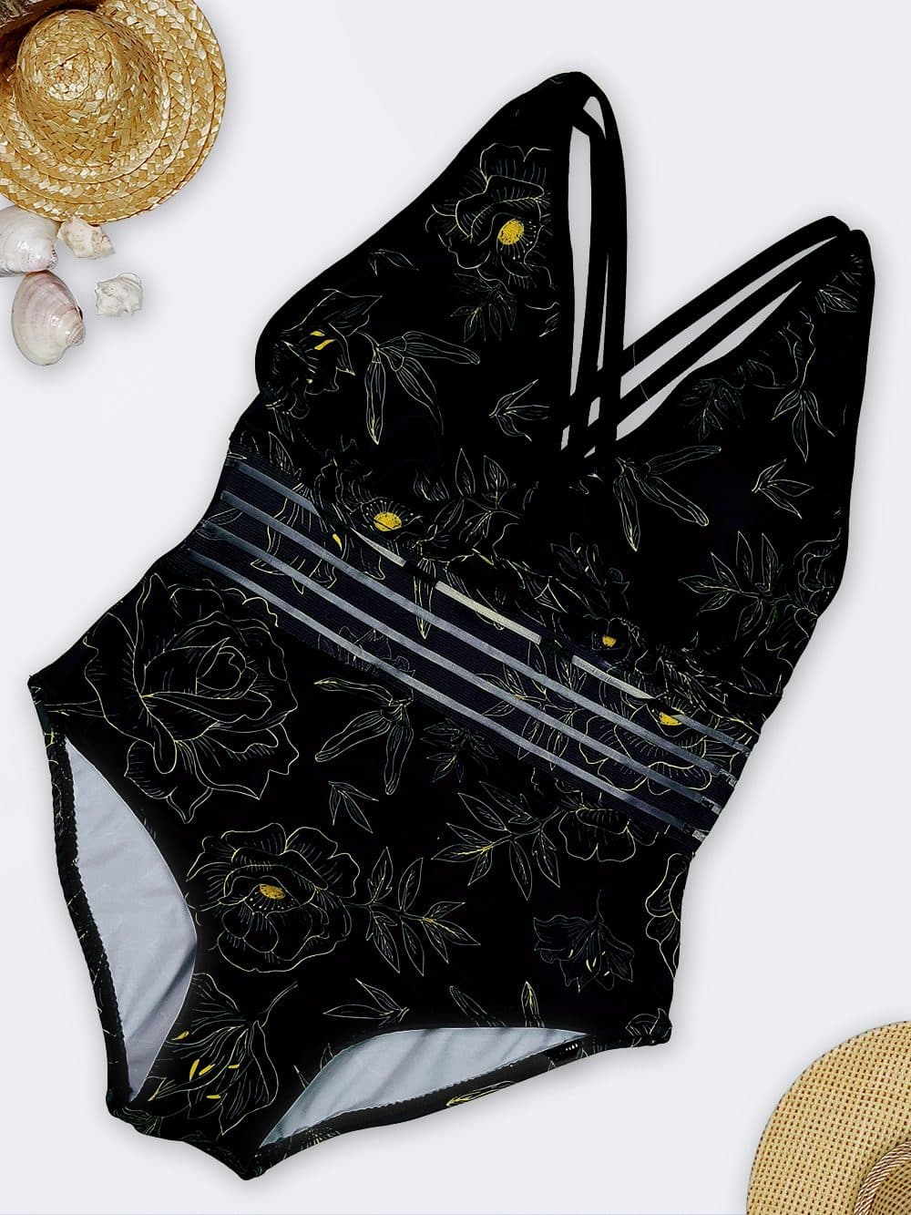 مایو زنانه اسلیپ خاص بصورت کمر شیشه ای راه راه طرح مجلسی اسپیدو ( Speedo ) کاپ دار