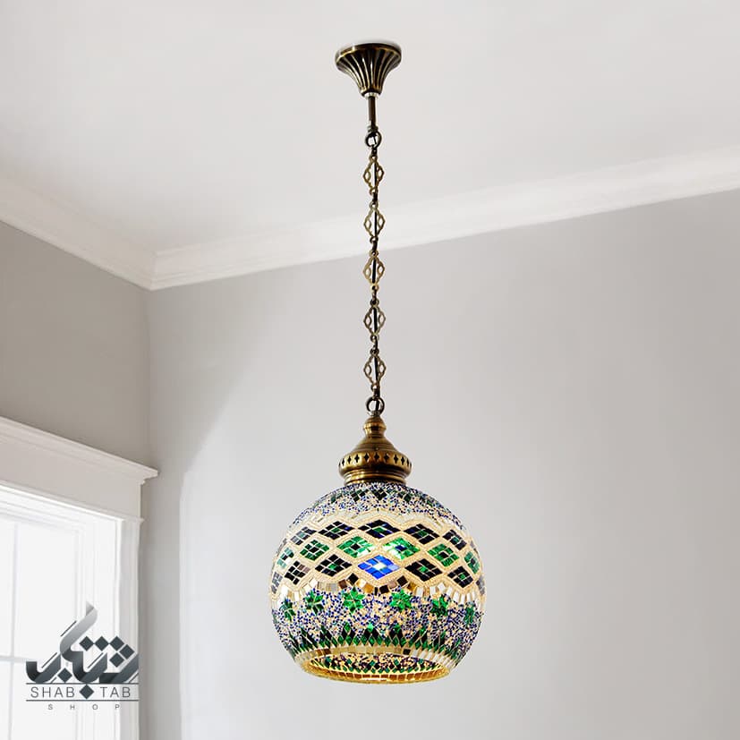 لوستر آویز تک شعله مراکشی 25cm گرد PCL کد 36