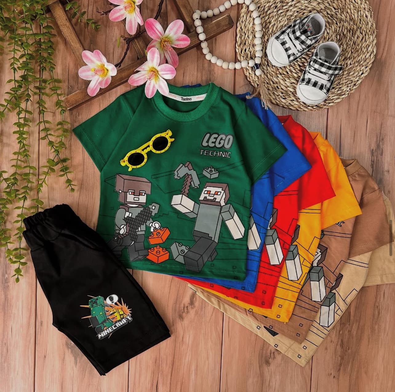 تیشرت شلوارک ماین کرافت لگو