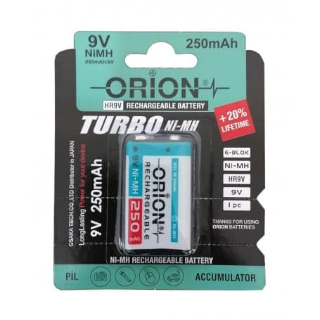 باتری 9 ولت 250mAh کتابی قابل شارژ مارک ORION