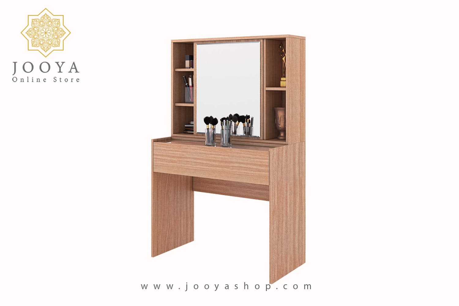 میز آرایش ساده ام دی اف تک کشو با آینه ریلی رابوک مدل TM 130