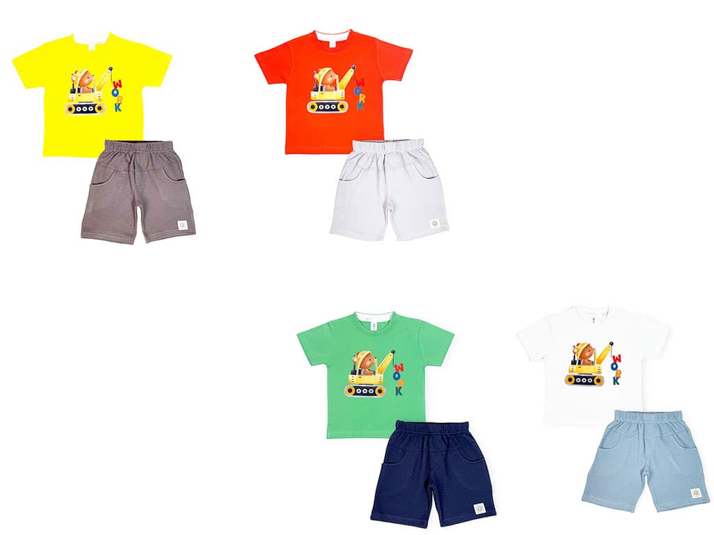 تیشرت و شلوارک راحتی 2 سال طرح خرس و جرثقیل کیدو مکس kido max