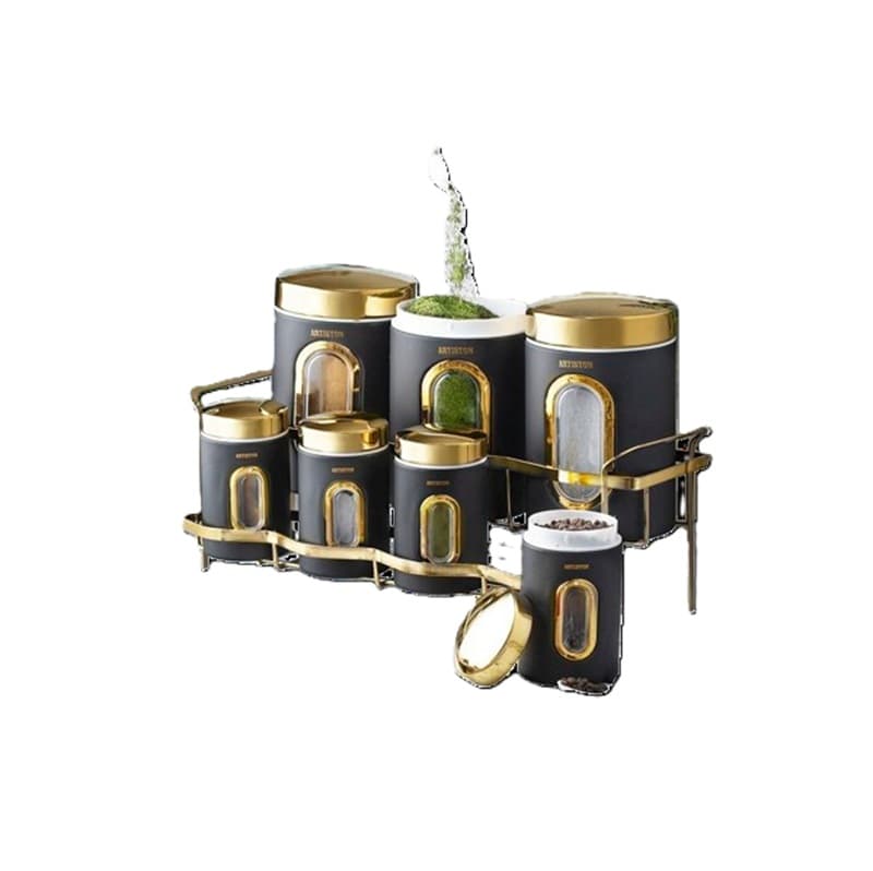 پاسماوری استیل 8 پارچه مشکی درب طلایی آرتیستون کد 85106