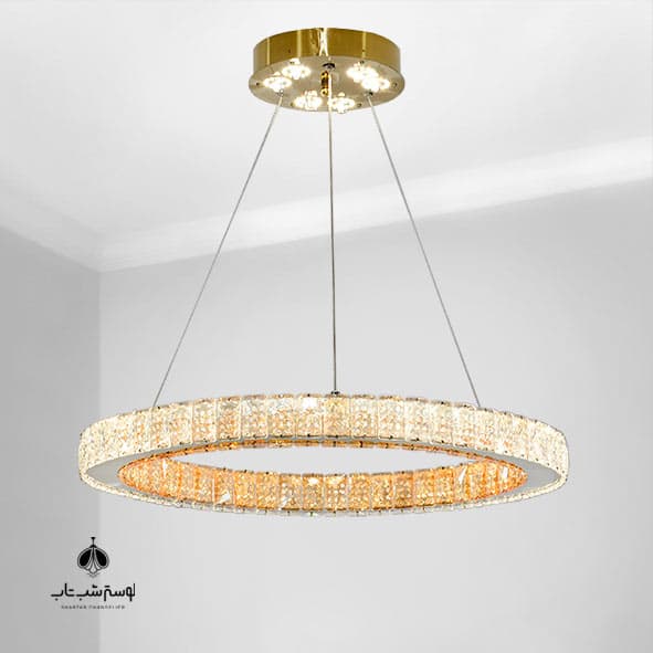 md لوستر کریستالی رینگی تک 60 طلایی