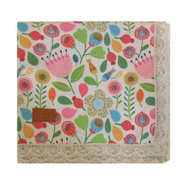 روشنا رومیزی 140*140 مربع طرح گل و برگ فانتزی