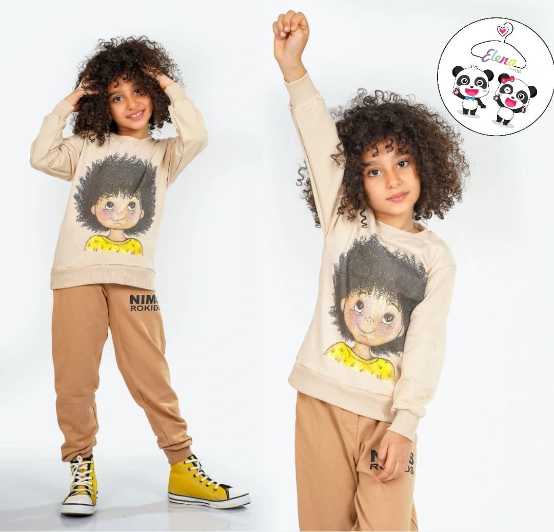 ست بلوز شلوار دخترانه طرح موفرفری مناسب 2 تا 10 سال شناسه:645