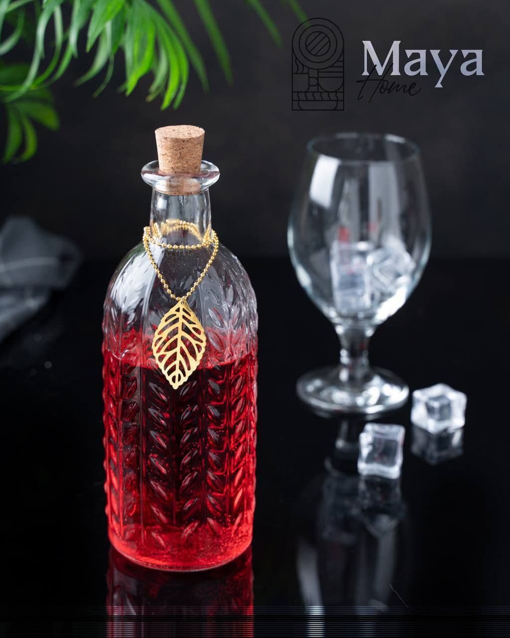 بطری آبلیمو و روغن شیشهای طرح گندم مایا