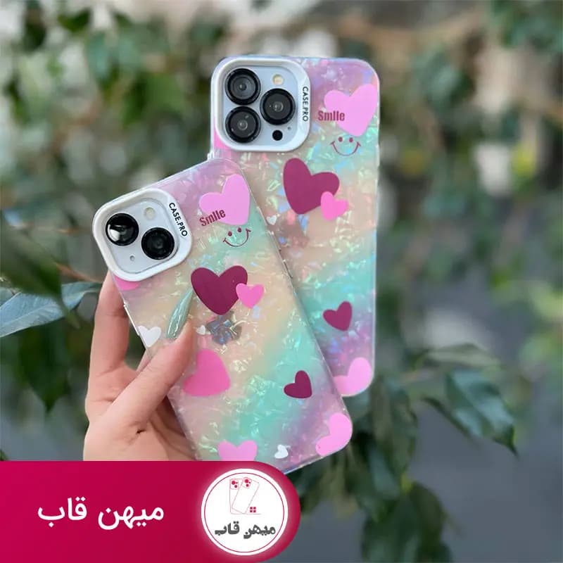 قاب گوشی آیفون ماربل قلب و لبخند - کد (۱۴۰۳۱)