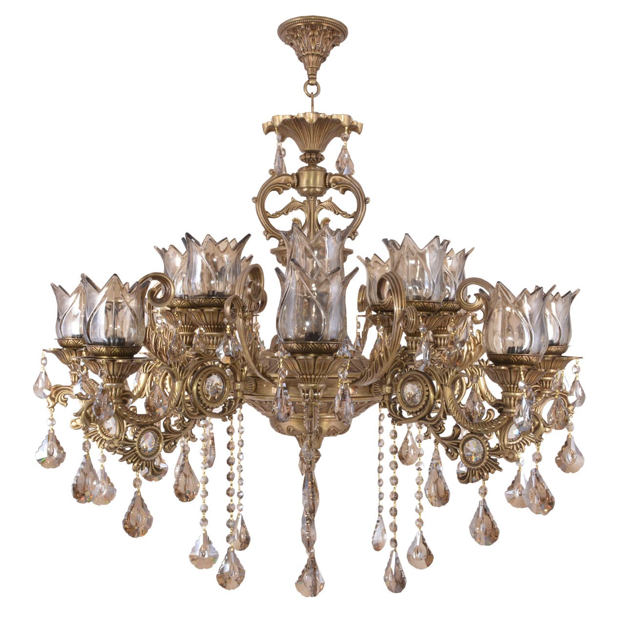 لوستر 16 شعله چشمه نور کد M3423/8+8-AO زیتونی