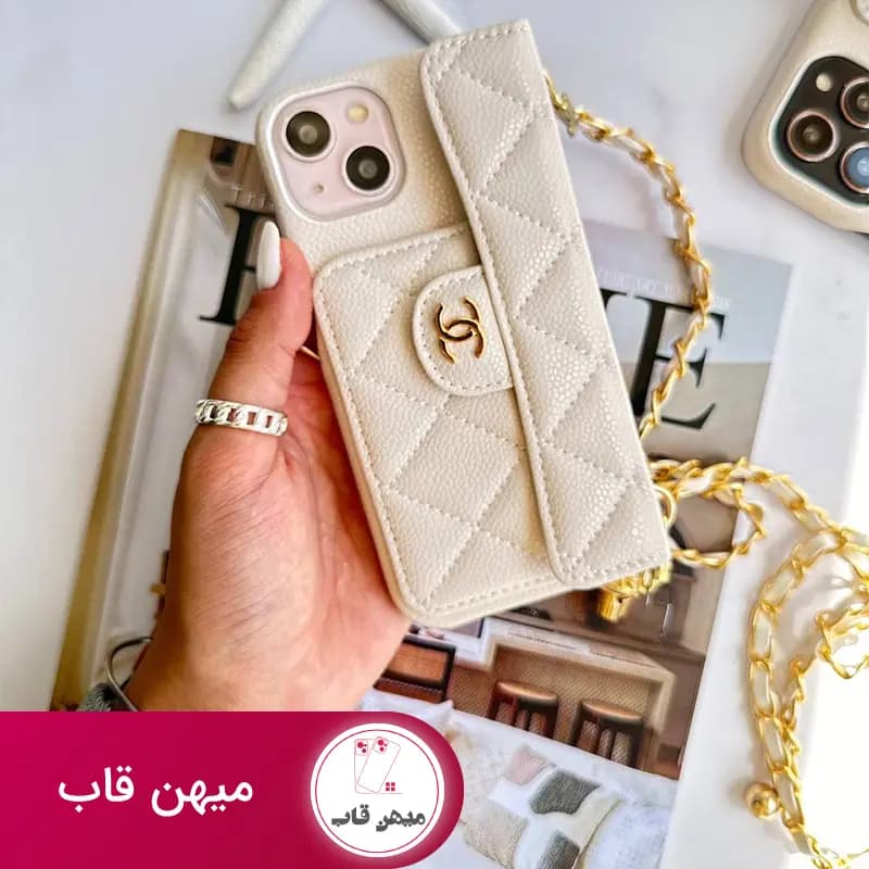 قاب گوشی آیفون کیفی چرمی شنل با بند بلند - کد (۴۷۲۱۳)