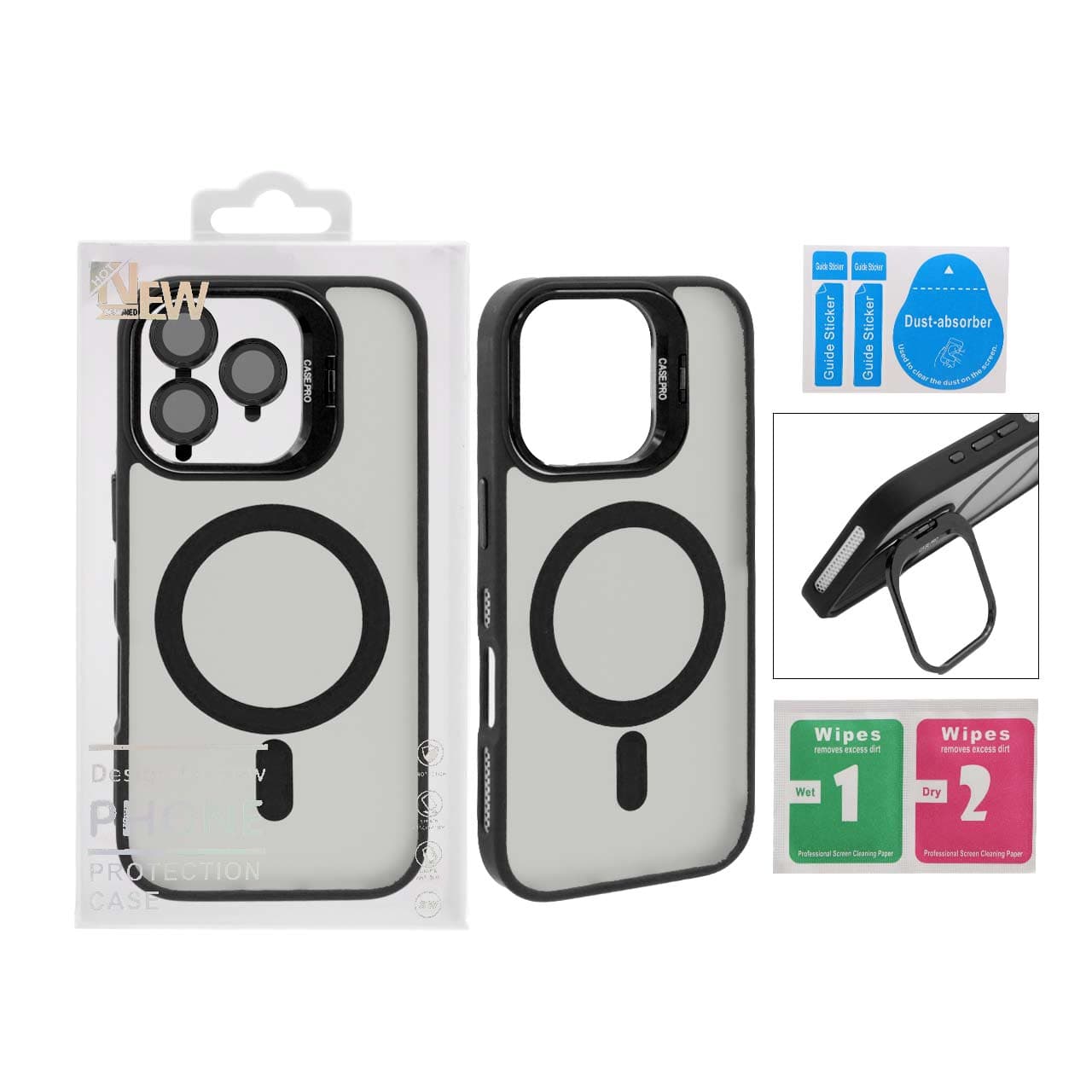 قاب Case Pro لنز آلومینیومی مات Magsafe با ست محافظ لنز رینگی مدل Apple iPhone 16 Pro