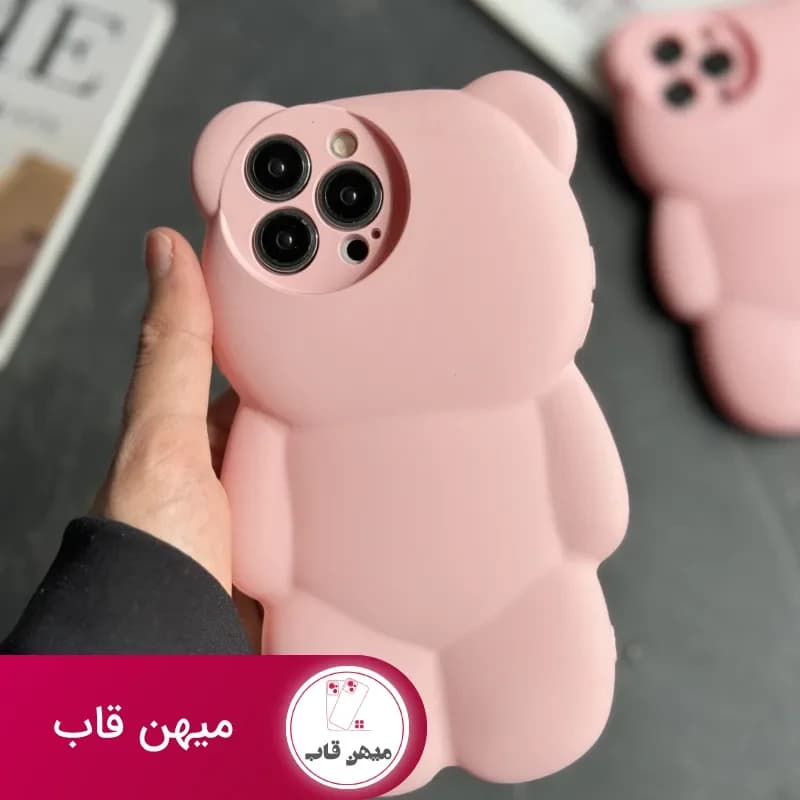 قاب موبایل خرس مینیمال پاستیلی سیلیکونی صورتی - کد (۹۸۴۴۸)