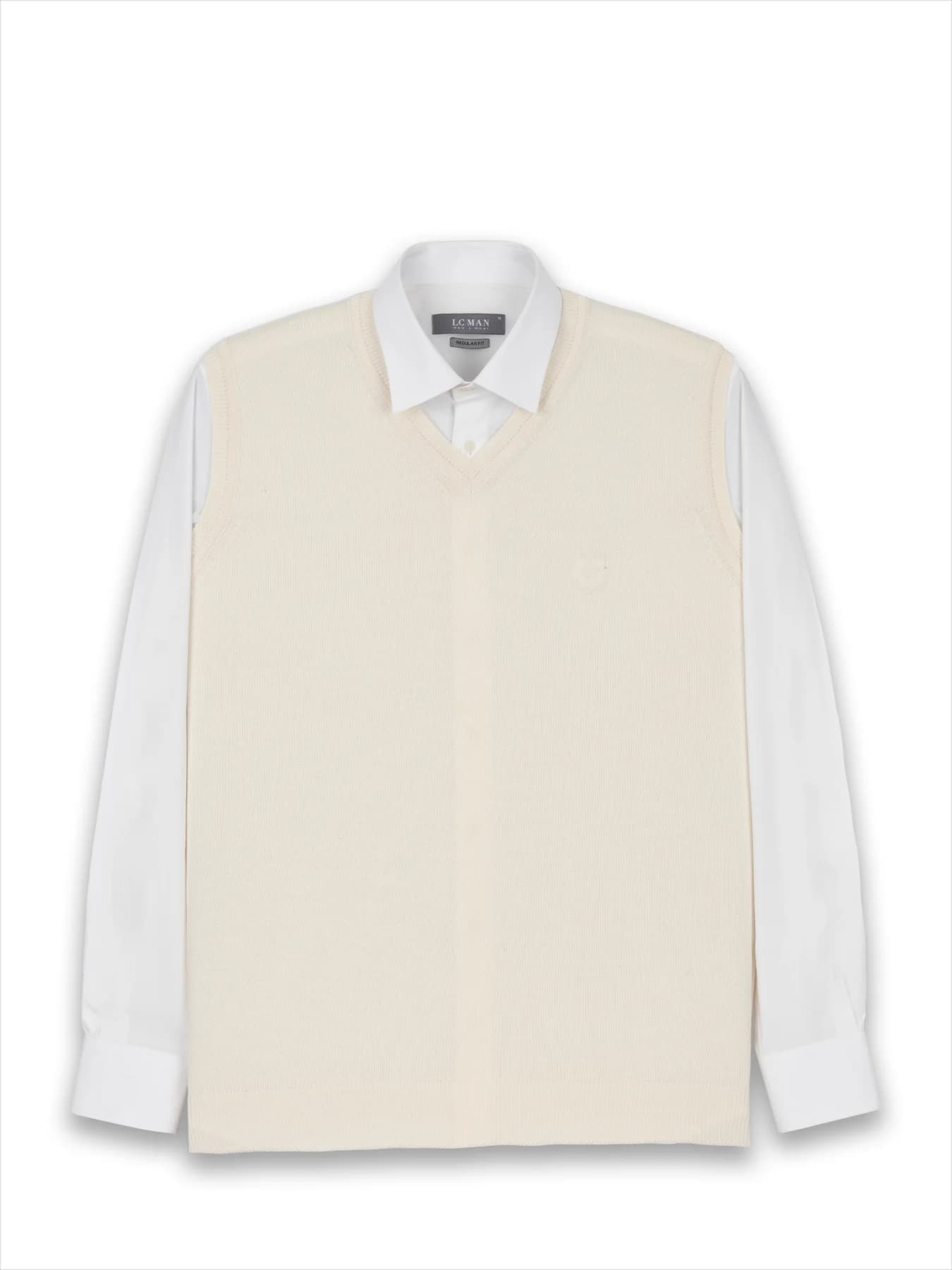 ژیله بافت یقه هفت ساده شیری