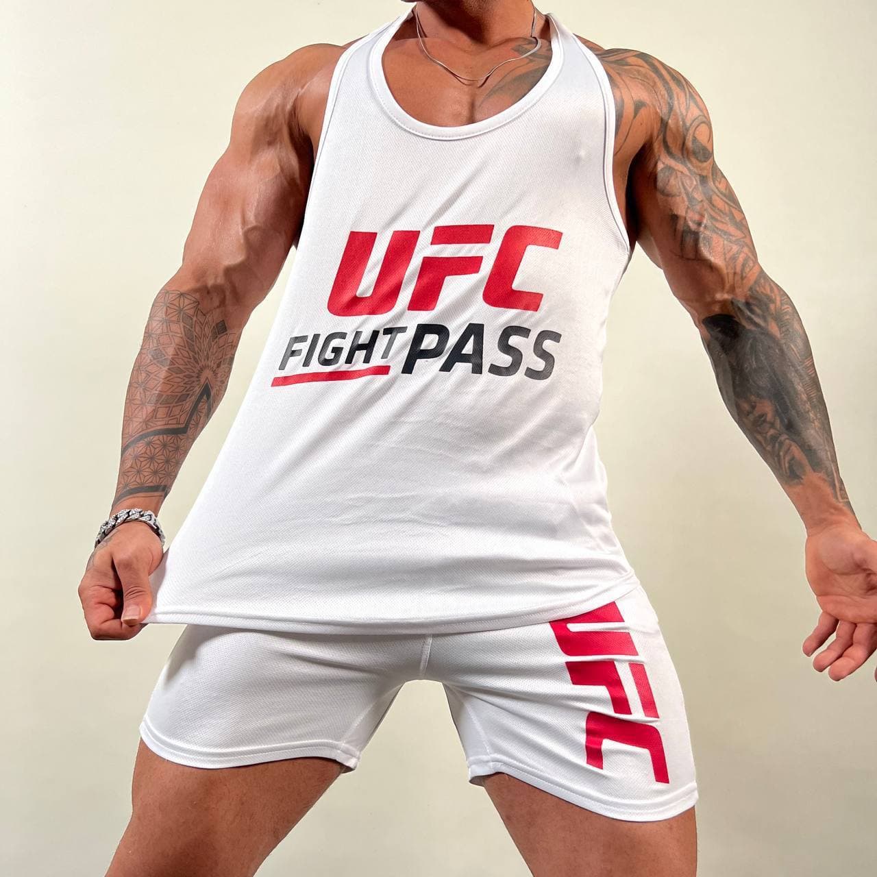 ست رکابی و شلوارک ورزشی مردانه UFC سوزنی تنفس دار کد 2889