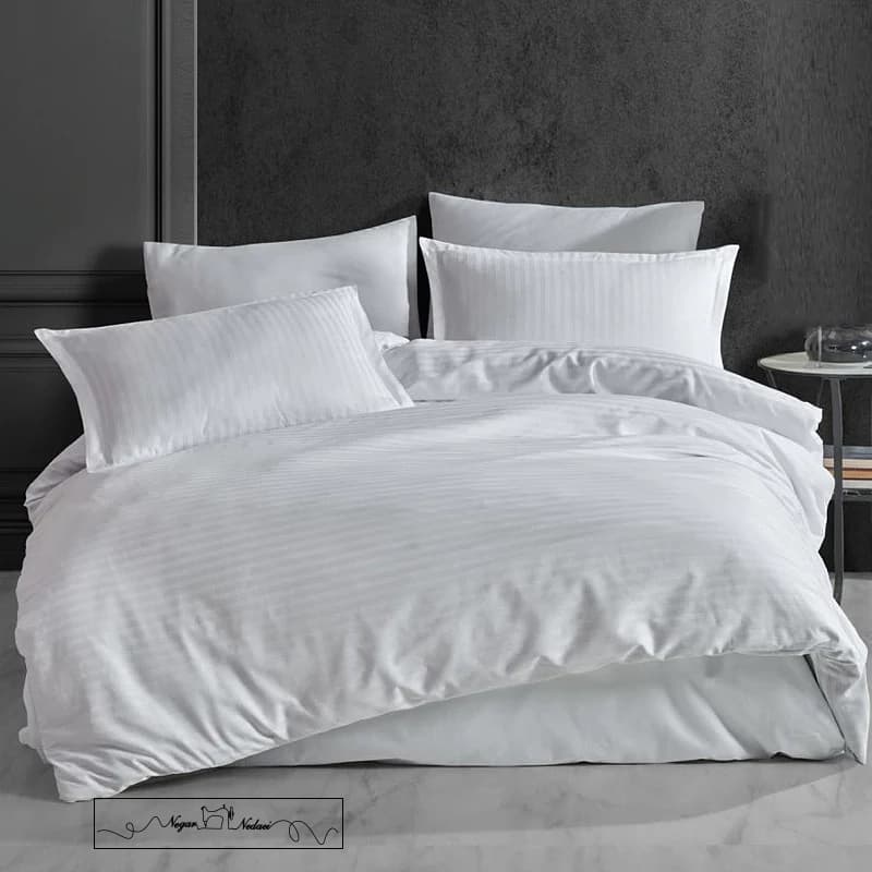 سرویس روتختی کاوری طرح بیسیک راه راه هتلی سفید کد 109000