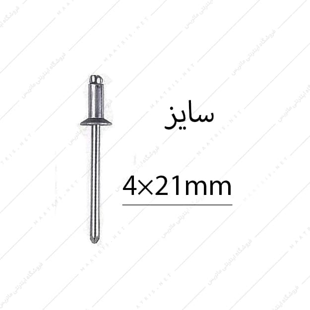 میخ پرچ سایز 21×4 میلی متر سر پهن برند البرز